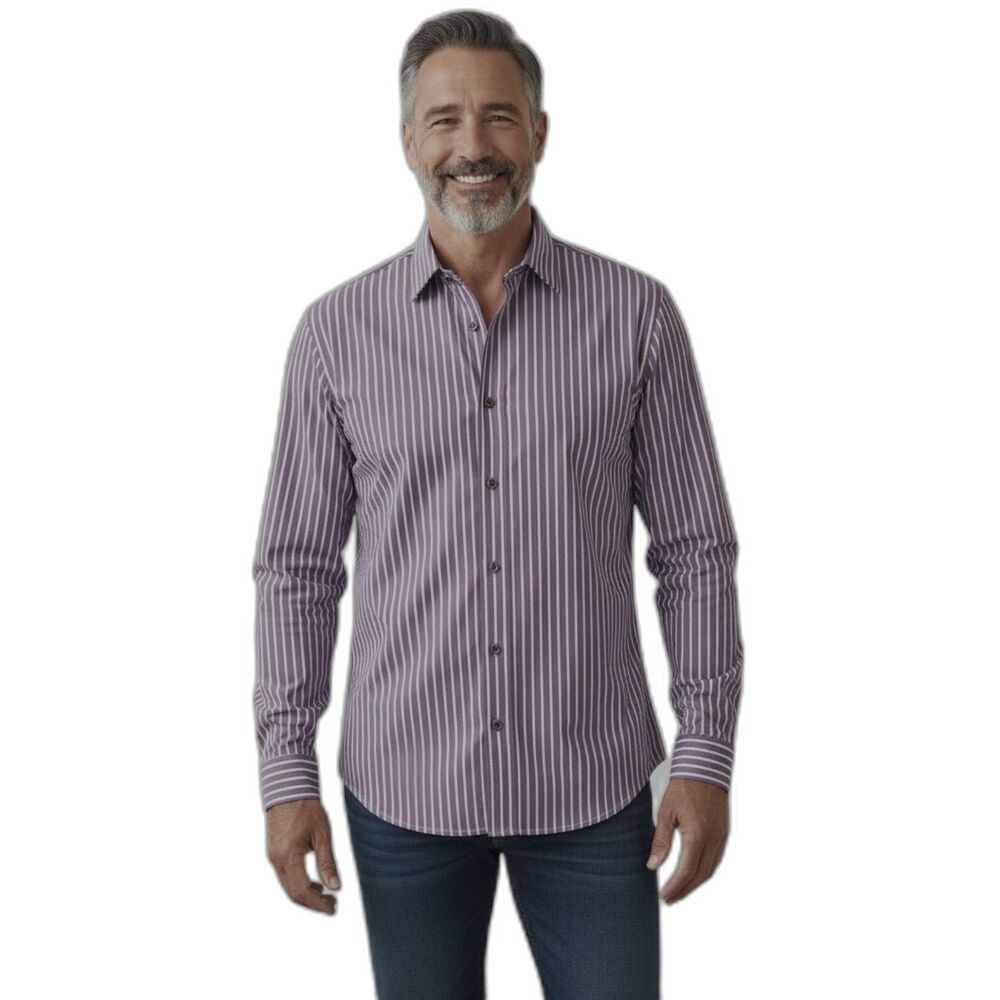 Express Purple Stripe Modern Fit XL Cotton Dress Shirt